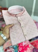 Rayon Pink Traditional Wear Sequins Work Readymade Kurta Pajama